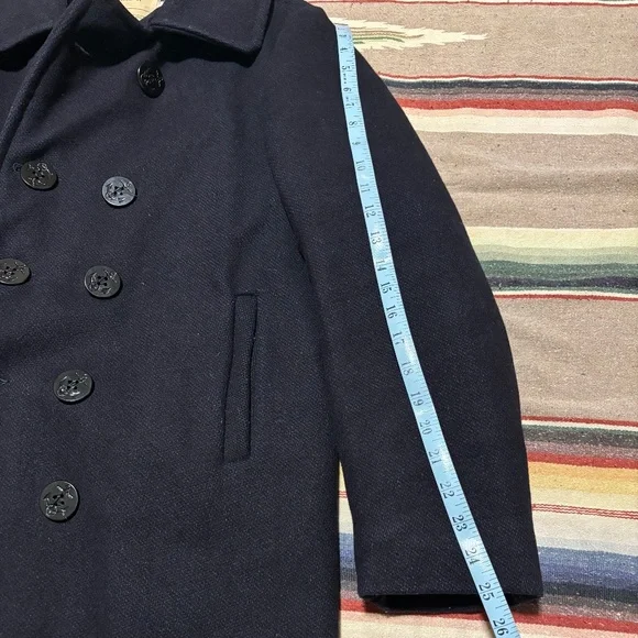 Schott NYC U.S 740N classic melton wool navy Pea Coat men’s size 38 USA vintage - Picture 8 of 12